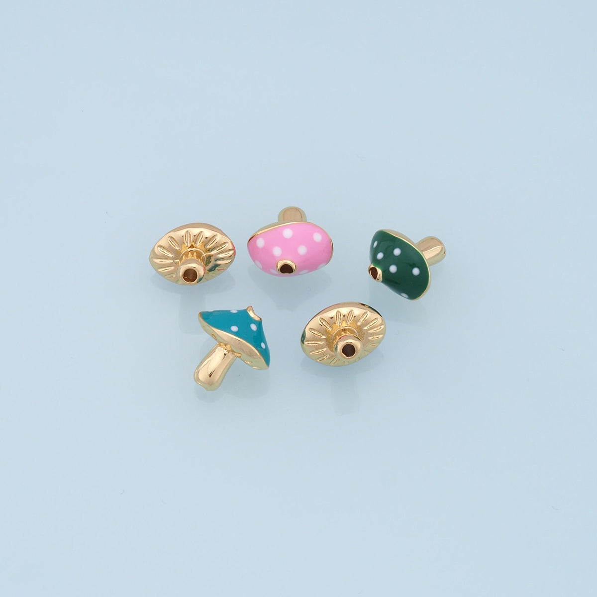 Gold Mushroom Beads Charms,18K Gold Filled Mushroom spacer beads,Mushroom Charms Bracelet Necklace for DIY Jewelry Making Sup