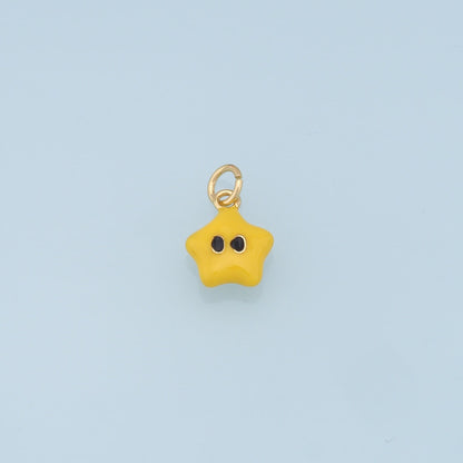 Cute Star Charms,18K Gold Filled Enamel Star Pendant,Kawaii Charm Bracelet Necklace for DIY Jewelry Making Supply