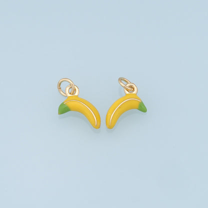 Gold Banana Charms,18K Gold Filled Enamel Banana Pendant,Kawaii Charm Bracelet Necklace for DIY Jewelry Making Supply