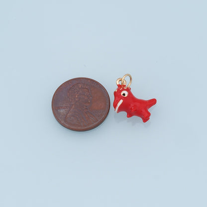 Cute Red Dinosaur Charms,18K Gold Filled Enamel Dinosaur Pendant,Kawaii Charm Bracelet Necklace for DIY Jewelry Making Supply