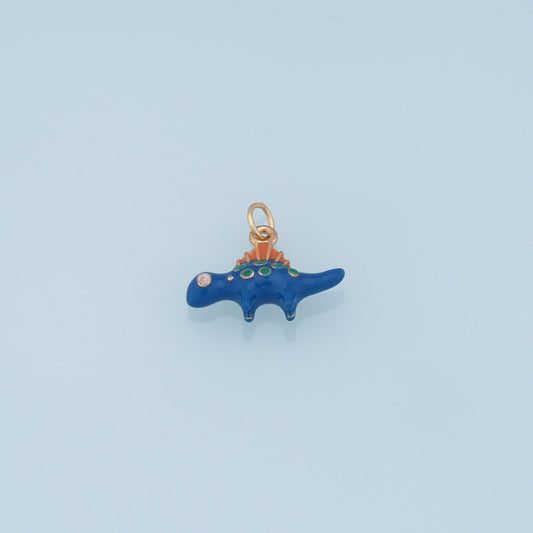 Cute Blue Dinosaur Charms,18K Gold Filled Enamel Dinosaur Pendant,Kawaii Charm Bracelet Necklace for DIY Jewelry Making Supply