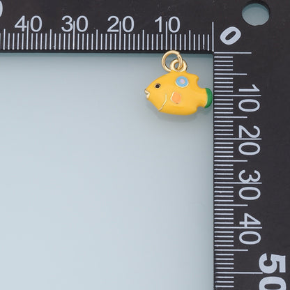 Cute Fish Charms,18K Gold Filled Enamel Fish Pendant,Kawaii Charm Bracelet Necklace for DIY Jewelry Making Supply
