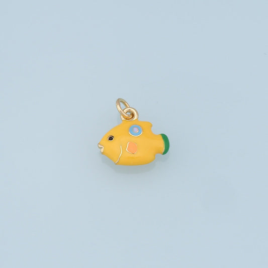 Cute Fish Charms,18K Gold Filled Enamel Fish Pendant,Kawaii Charm Bracelet Necklace for DIY Jewelry Making Supply