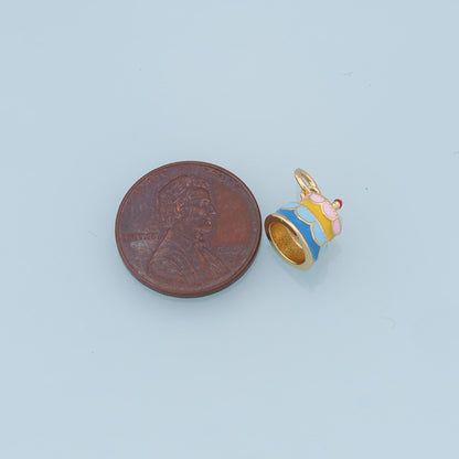 Gold Cake Charms,18K Gold Filled Enamel Cake Pendant,Cute Cake Charm Bracelet Necklace for DIY Jewelry Making Supply