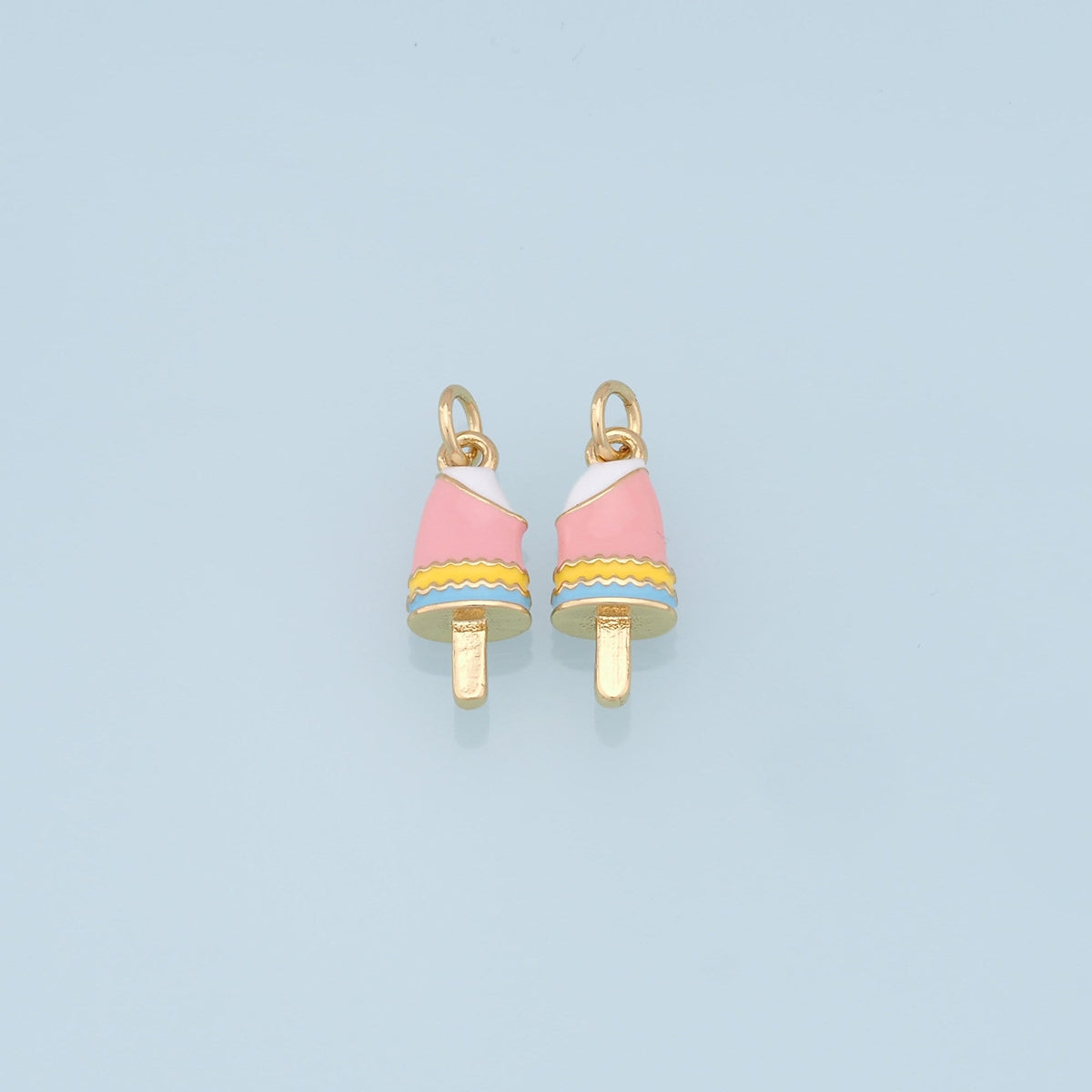 Ice Cream Charms,18K Gold Filled Enamel Ice Cream Pendant,Cute Ice Cream Charm Bracelet Necklace for DIY Jewelry Making Suppl