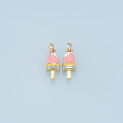 Ice Cream Charms,18K Gold Filled Enamel Ice Cream Pendant,Cute Ice Cream Charm Bracelet Necklace for DIY Jewelry Making Suppl