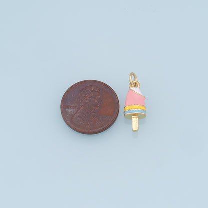 Ice Cream Charms,18K Gold Filled Enamel Ice Cream Pendant,Cute Ice Cream Charm Bracelet Necklace for DIY Jewelry Making Suppl