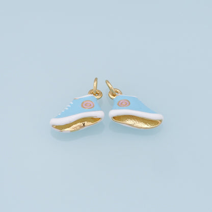 Gold Shoe Charms,18K Gold Filled Enamel Shoe Pendant,Cute Shoe Charm Bracelet Necklace for DIY Jewelry Making Supply