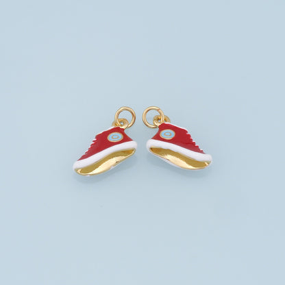 Gold Shoe Charms,18K Gold Filled Enamel Shoe Pendant,Cute Shoe Charm Bracelet Necklace for DIY Jewelry Making Supply