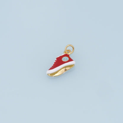 Gold Shoe Charms,18K Gold Filled Enamel Shoe Pendant,Cute Shoe Charm Bracelet Necklace for DIY Jewelry Making Supply