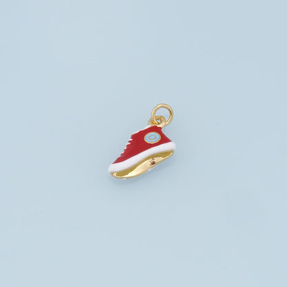 Gold Shoe Charms,18K Gold Filled Enamel Shoe Pendant,Cute Shoe Charm Bracelet Necklace for DIY Jewelry Making Supply