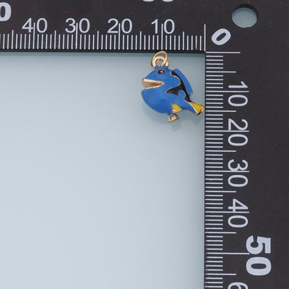 Cute Fish Charms,18K Gold Filled Enamel Fish Pendant,Kawaii Charm Bracelet Necklace for DIY Jewelry Making Supply