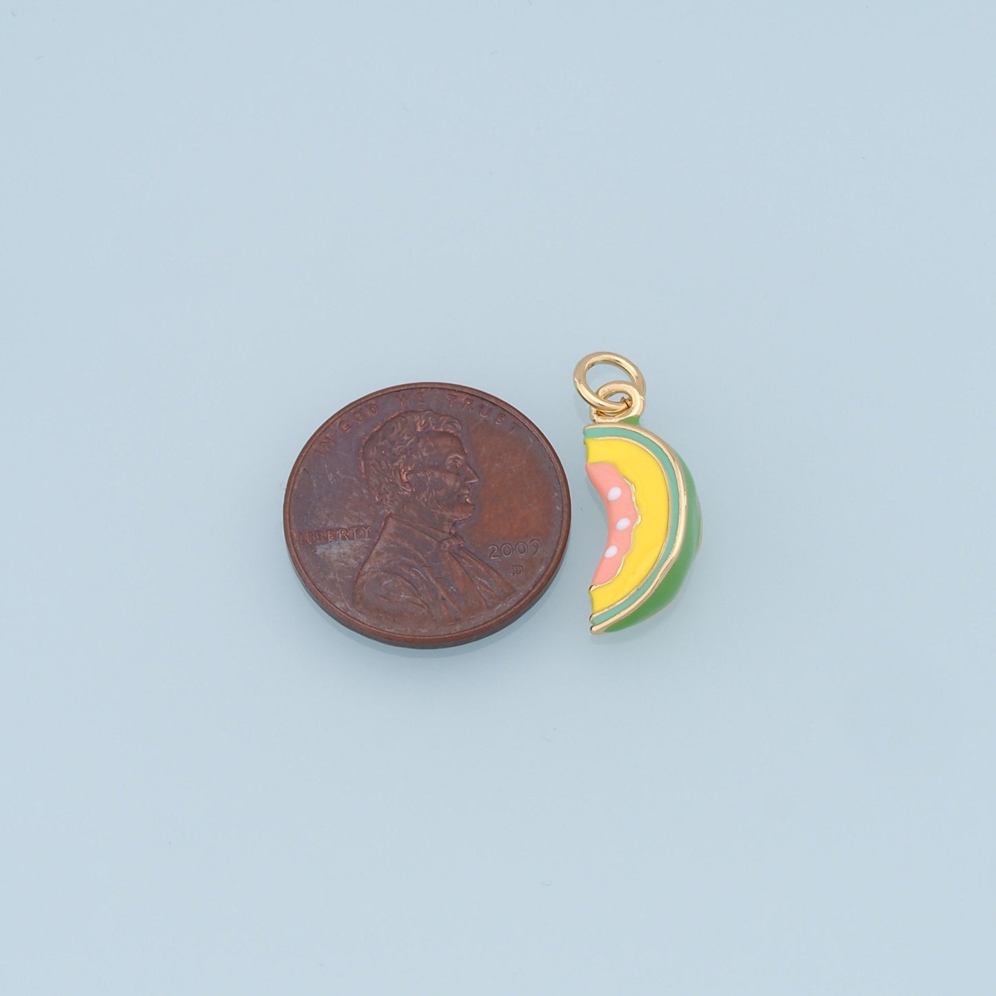 Cartoon Watermelon Charms,18K Gold Filled Enamel Watermelon Pendant,Kawaii Charm Bracelet Necklace for DIY Jewelry Making Supply