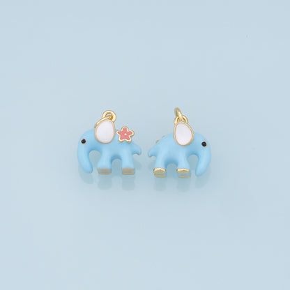 Cute Elephant Charms,18K Gold Filled Enamel Elephant Pendant,Kawaii Charm Bracelet Necklace for DIY Jewelry Making Supply
