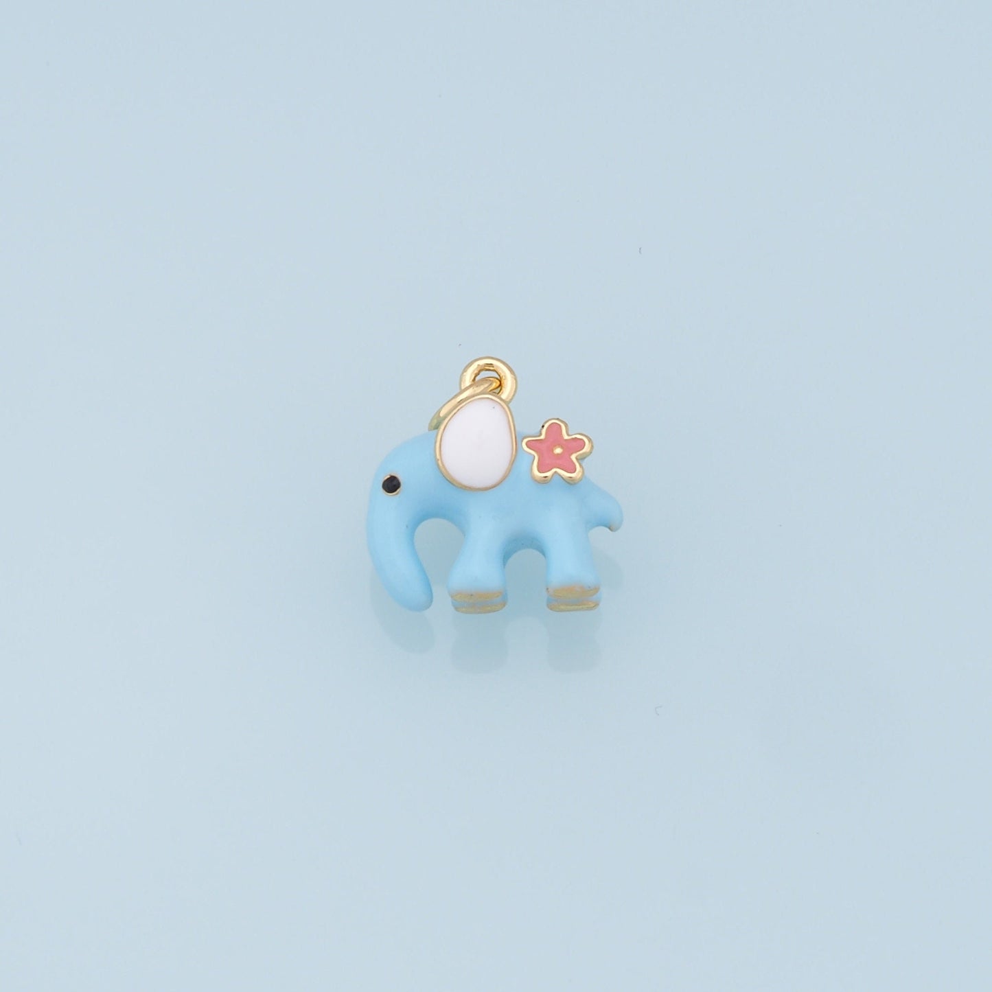 Cute Elephant Charms,18K Gold Filled Enamel Elephant Pendant,Kawaii Charm Bracelet Necklace for DIY Jewelry Making Supply