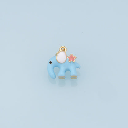 Cute Elephant Charms,18K Gold Filled Enamel Elephant Pendant,Kawaii Charm Bracelet Necklace for DIY Jewelry Making Supply