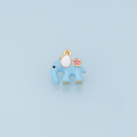 Cute Elephant Charms,18K Gold Filled Enamel Elephant Pendant,Kawaii Charm Bracelet Necklace for DIY Jewelry Making Supply