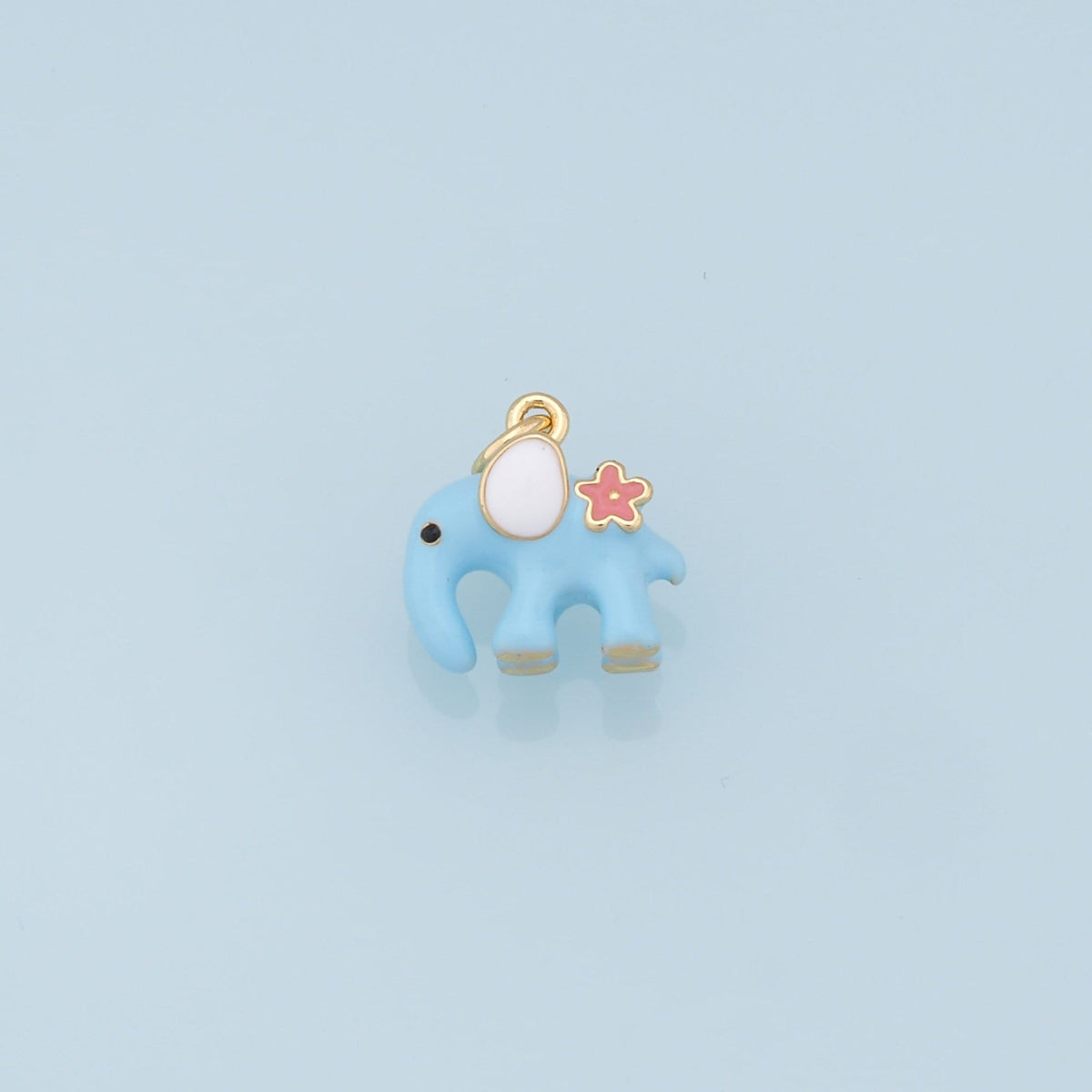18K Gold Filled Elephant Enamel Charm Pendant for Jewelry Making