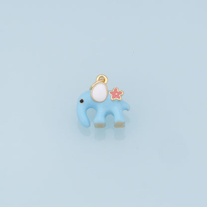 18K Gold Filled Elephant Enamel Charm Pendant for Jewelry Making