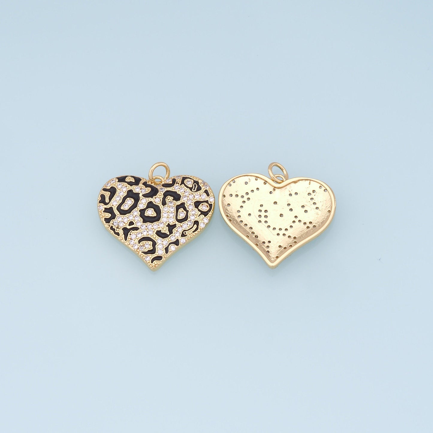 Gold Heart Charms,18K Gold Filled Heart Pendant,CZ Heart Charm Bracelet Necklace for DIY Jewelry Making Supply