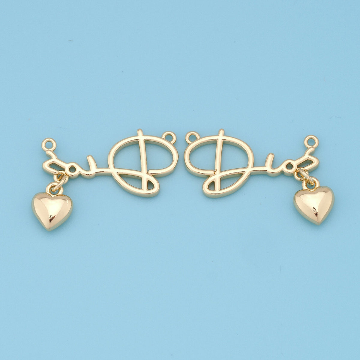 Gold Heart Charms,18K Gold Filled Heart Pendant,Heart Charm Bracelet Necklace for DIY Jewelry Making Supply