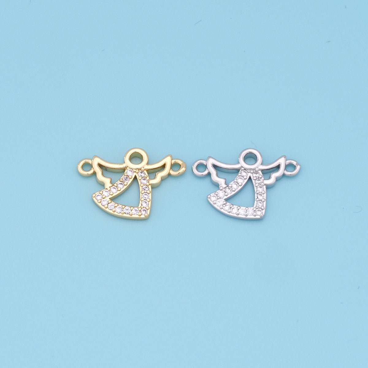 Gold Angel Charms,18K Gold Filled CZ Angel Pendant,Angel Charm Bracelet Necklace for DIY Jewelry Making Supply