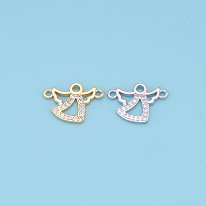 Gold Angel Charms,18K Gold Filled CZ Angel Pendant,Angel Charm Bracelet Necklace for DIY Jewelry Making Supply