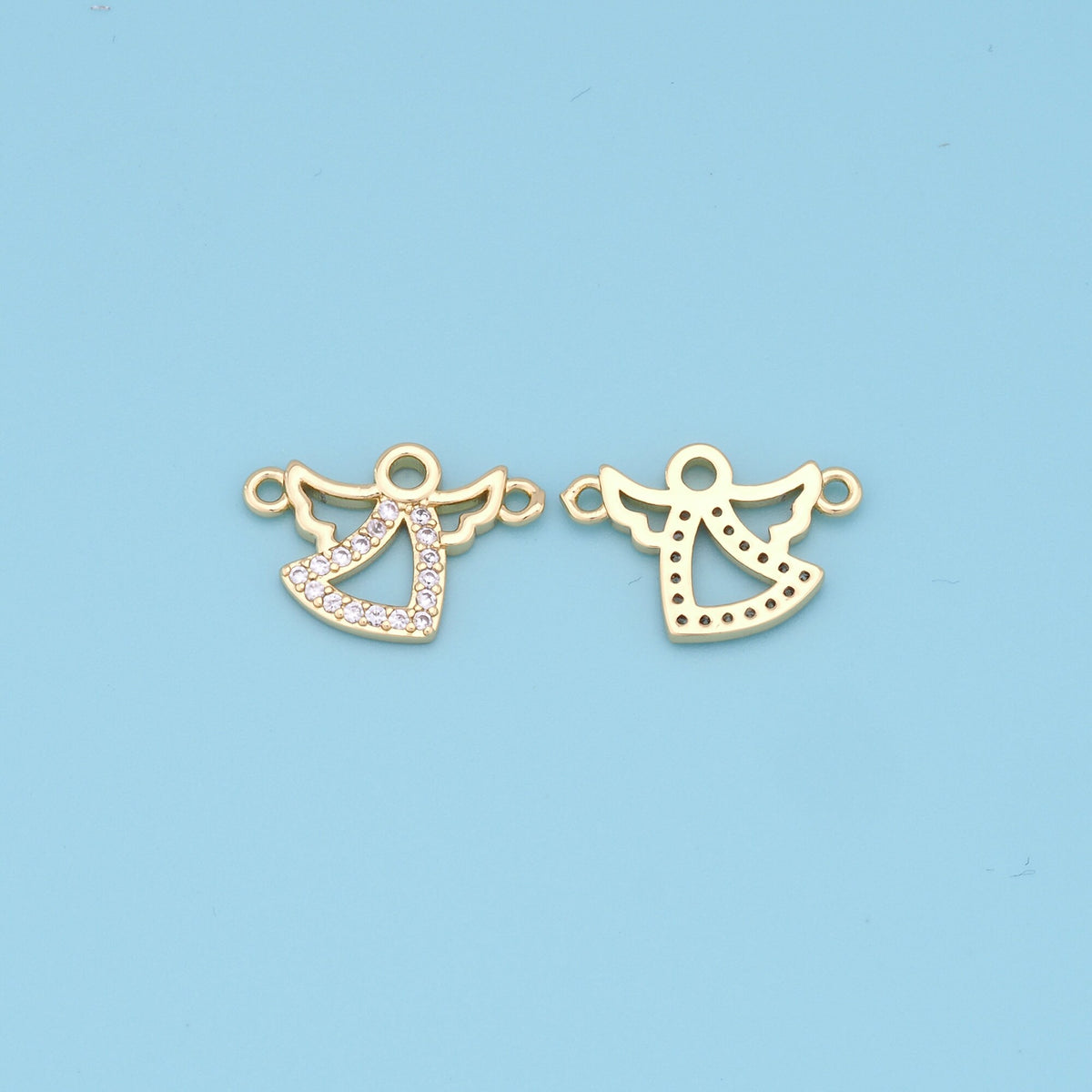 Gold Angel Charms,18K Gold Filled CZ Angel Pendant,Angel Charm Bracelet Necklace for DIY Jewelry Making Supply