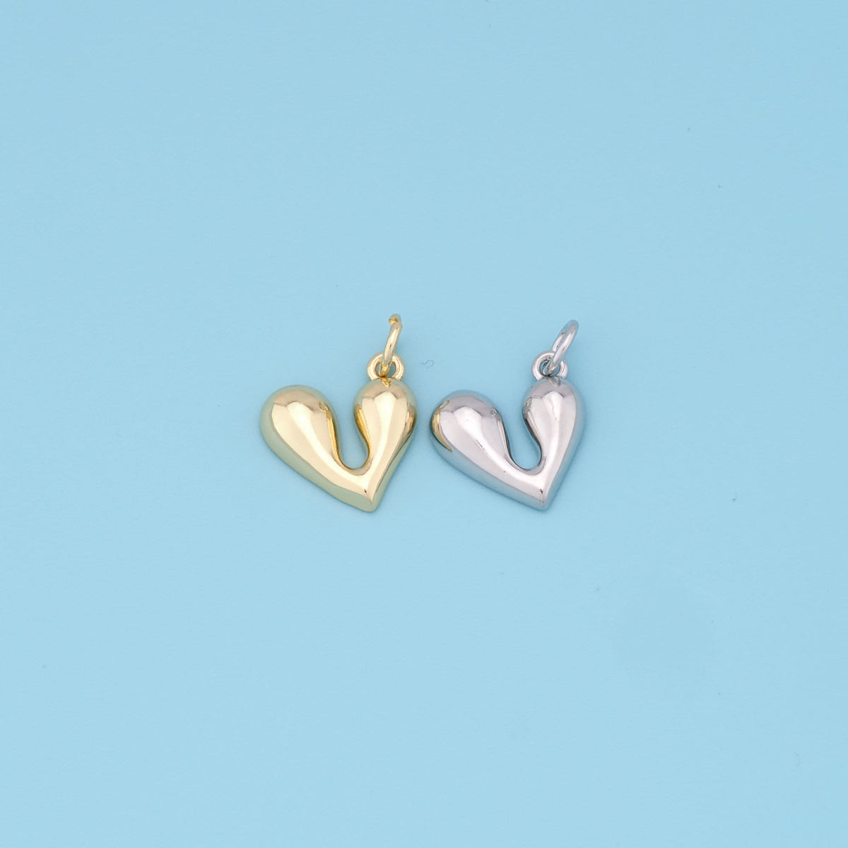 Gold Heart Charms,18K Gold Filled Heart Pendant,Tiny Heart Charm Bracelet Necklace for DIY Jewelry Making Supply