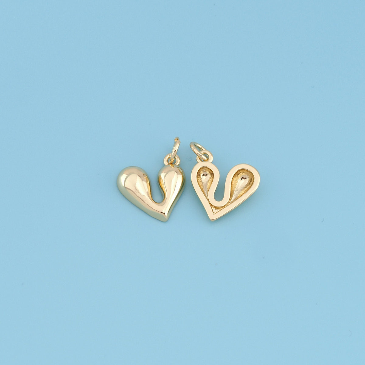 Gold Heart Charms,18K Gold Filled Heart Pendant,Tiny Heart Charm Bracelet Necklace for DIY Jewelry Making Supply