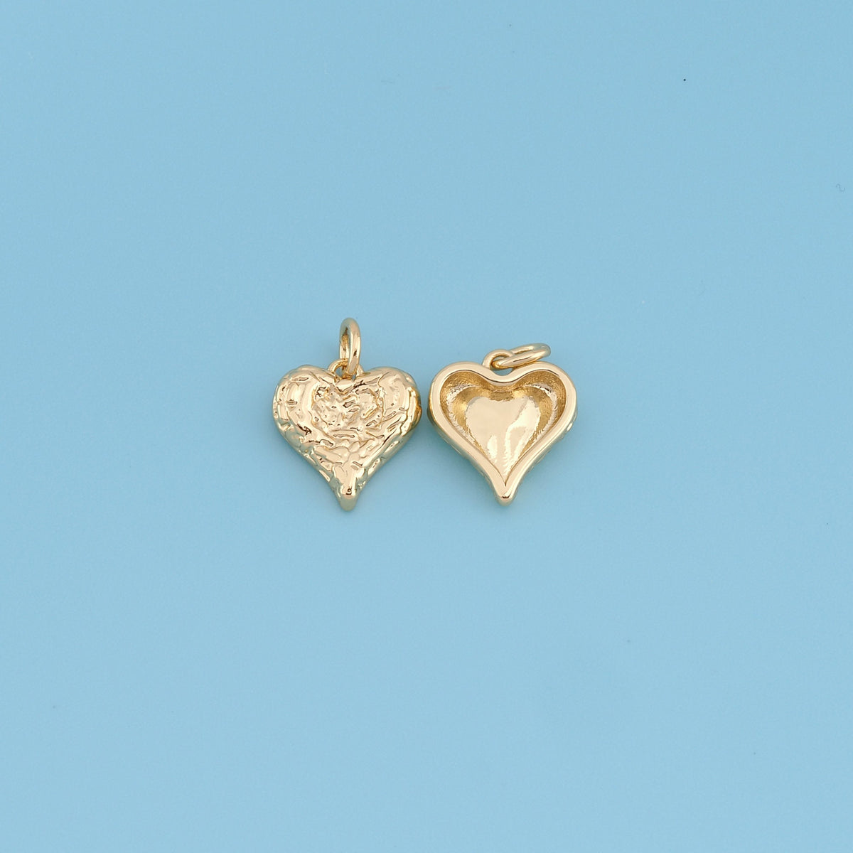 Gold Heart Charms,18K Gold Filled Heart Pendant,Tiny Heart Charm Bracelet Necklace for DIY Jewelry Making Supply
