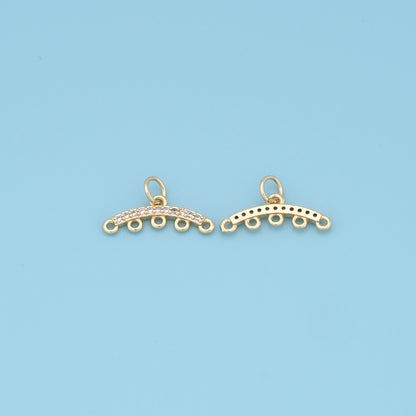 Gold Round strip Connector Charms,18K Gold Filled necklace connector Pendant,RCharm Bracelet Necklace for DIY Jewelry Making Supply
