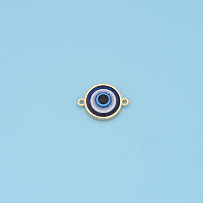 Gold Evil Eye Charms,18K Gold Filled Blue Evil Eye Connector Pendant Charm Bracelet Necklace for DIY Jewelry Making Supply