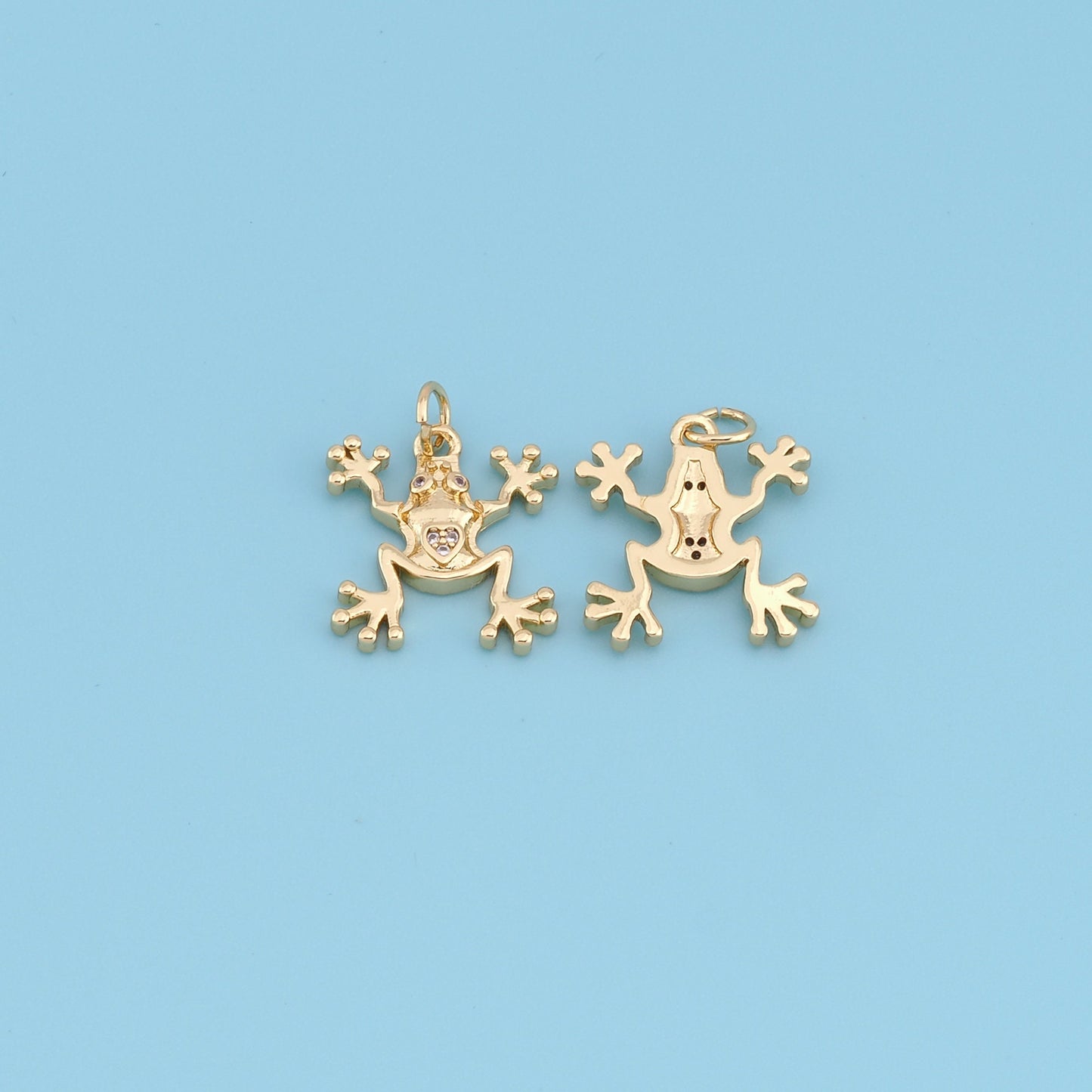 Gold frog Charms,18K Gold Filled frog Pendant Charm Bracelet Necklace for DIY Jewelry Making Supply