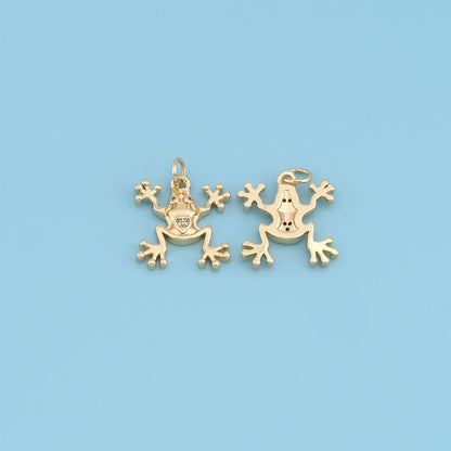 Gold frog Charms,18K Gold Filled frog Pendant Charm Bracelet Necklace for DIY Jewelry Making Supply