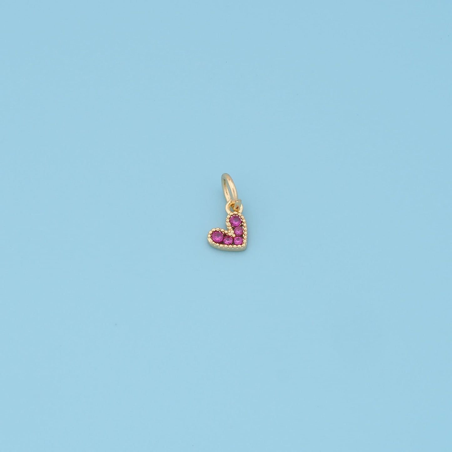 Gold Heart Charms,18K Gold Filled Red Heart Pendant,Tiny Heart Charm Bracelet Necklace for DIY Jewelry Making Supply
