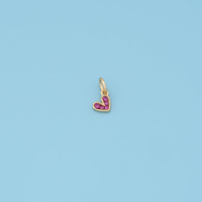 Gold Heart Charms,18K Gold Filled Red Heart Pendant,Tiny Heart Charm Bracelet Necklace for DIY Jewelry Making Supply