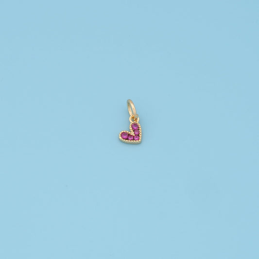 Gold Heart Charms,18K Gold Filled Red Heart Pendant,Tiny Heart Charm Bracelet Necklace for DIY Jewelry Making Supply