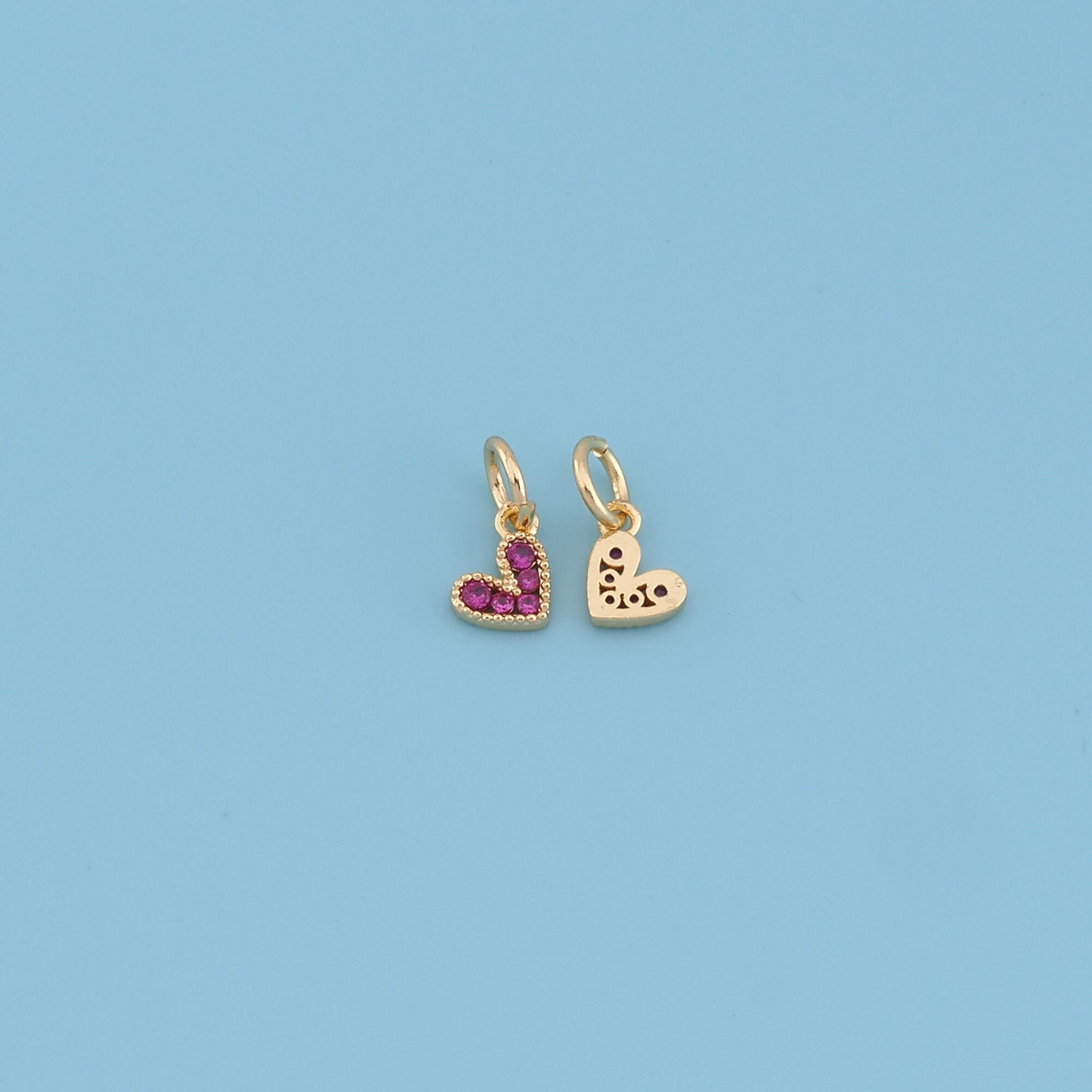 Gold Heart Charms,18K Gold Filled Red Heart Pendant,Tiny Heart Charm Bracelet Necklace for DIY Jewelry Making Supply