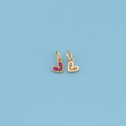 Gold Heart Charms,18K Gold Filled Red Heart Pendant,Tiny Heart Charm Bracelet Necklace for DIY Jewelry Making Supply