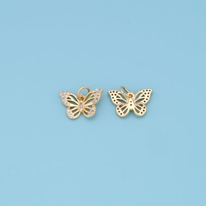 Gold Butterfly Charms,18K Gold Filled tiny Butterfly Pendant,insect Charm Bracelet Necklace for DIY Jewelry Making Supply