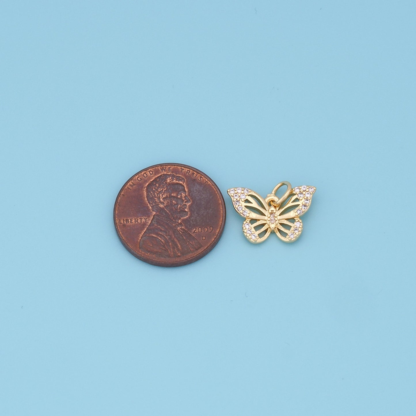 Gold Butterfly Charms,18K Gold Filled tiny Butterfly Pendant,insect Charm Bracelet Necklace for DIY Jewelry Making Supply