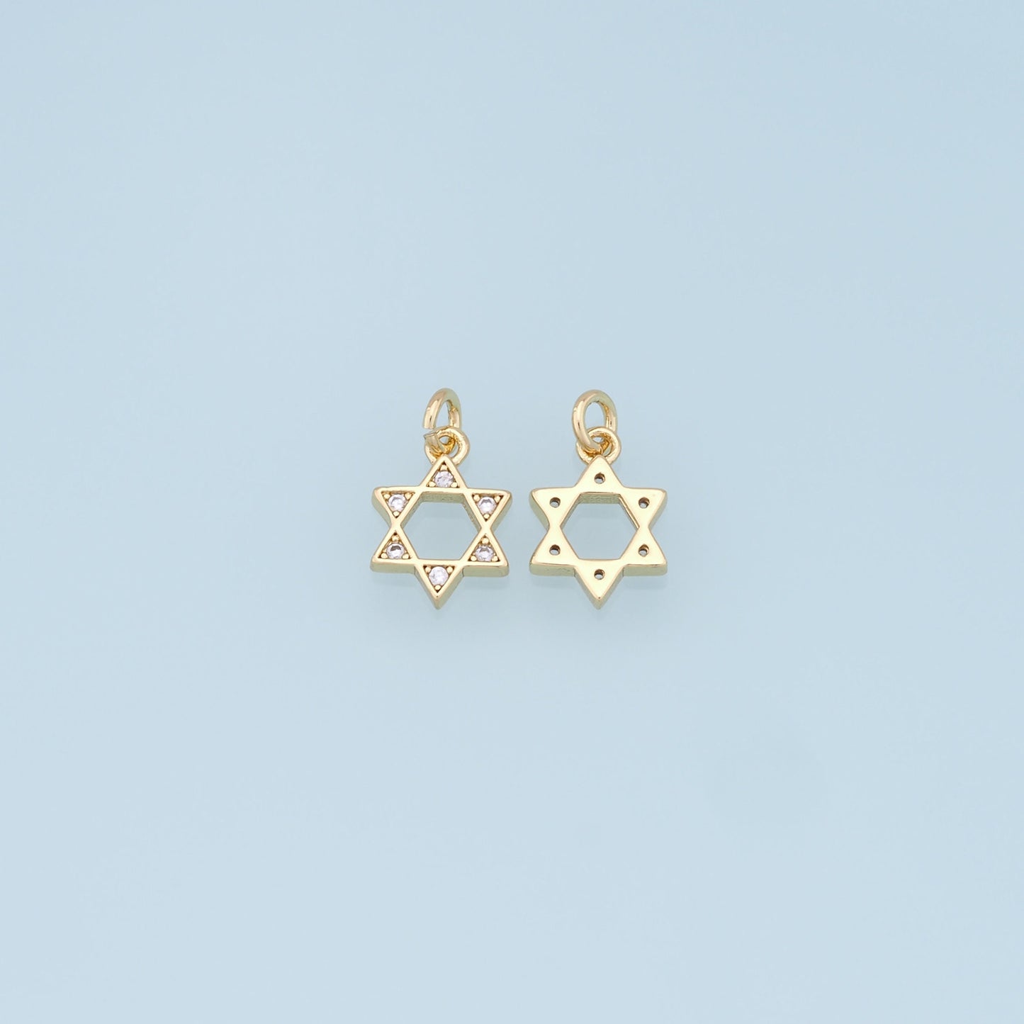 Gold David Star Charms,18K Gold Filled CZ Micro Pave Star Pendant,Silver Star Charm Bracelet Necklace for DIY Jewelry Making Supply
