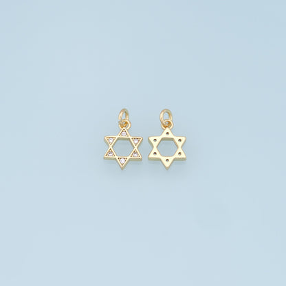Gold David Star Charms,18K Gold Filled CZ Micro Pave Star Pendant,Silver Star Charm Bracelet Necklace for DIY Jewelry Making Supply