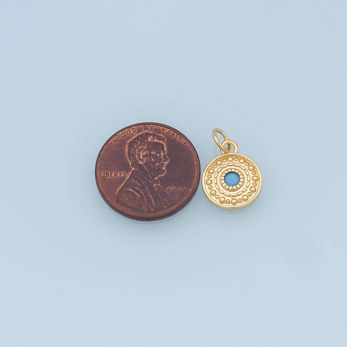 18K Gold Filled Evil Eye Pendant,Round Evil Eye Charm Bracelet Necklace for DIY Jewelry Making Supply