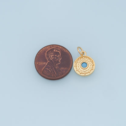 18K Gold Filled Evil Eye Pendant,Round Evil Eye Charm Bracelet Necklace for DIY Jewelry Making Supply