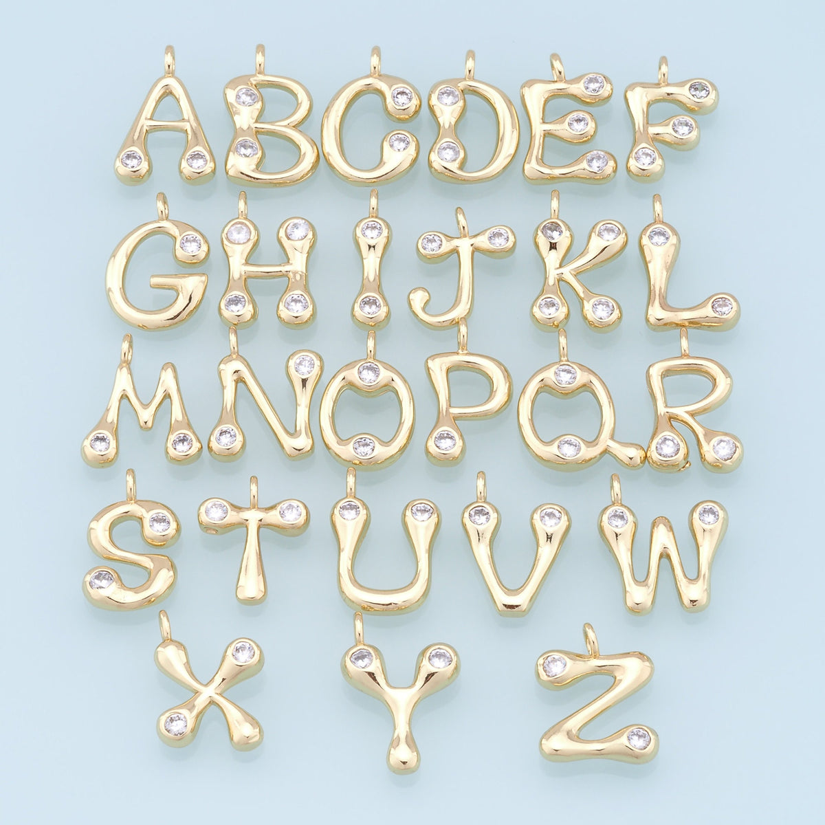 Gold letter Charms,18K Gold Filled letter Pendant,initial Charm Bracelet Necklace for DIY Jewelry Making Supply