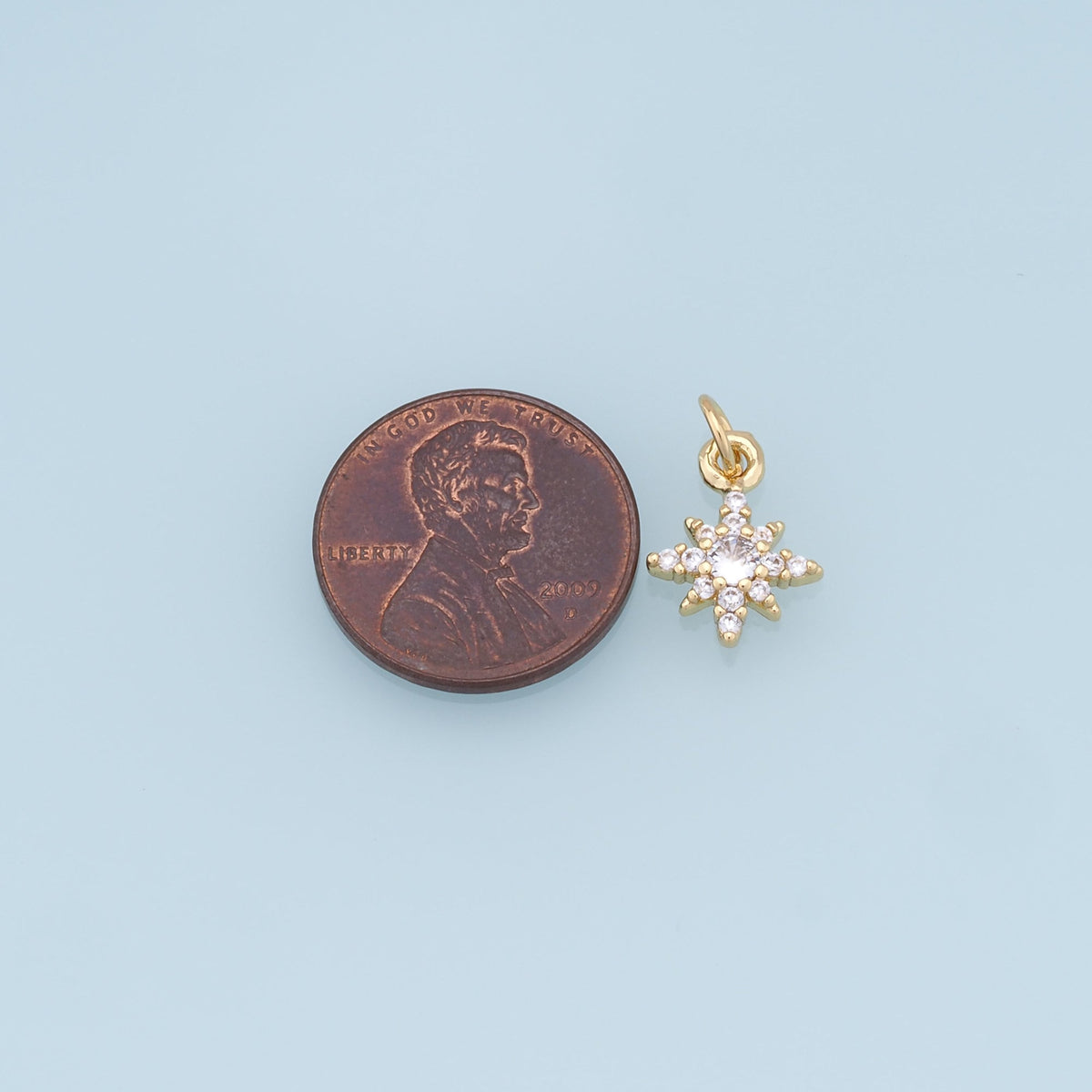 Gold Star Charms,18K Gold Filled Starburst Pendant,North Star Charm Bracelet Necklace for DIY Jewelry Making Supply