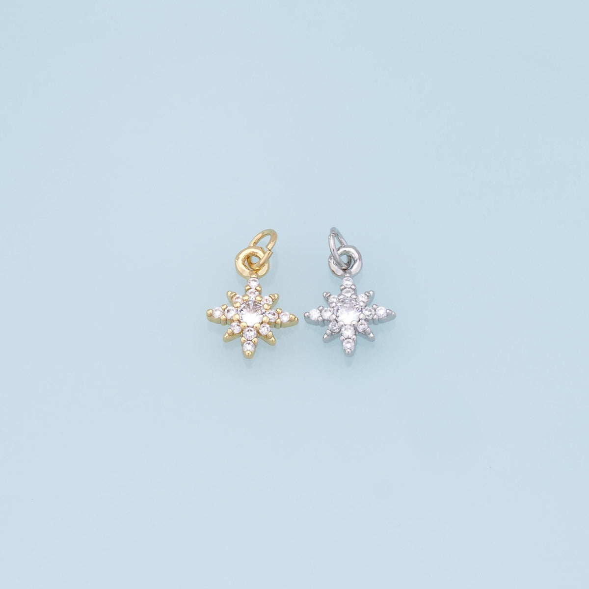 Gold Star Charms,18K Gold Filled Starburst Pendant,North Star Charm Bracelet Necklace for DIY Jewelry Making Supply