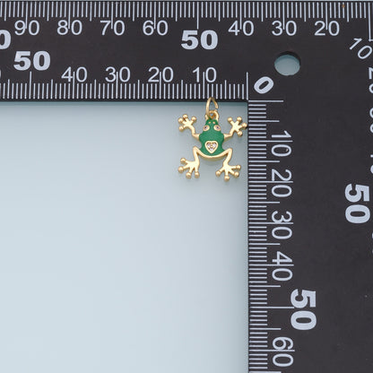 Gold Frog Charms,18K Gold Filled Frog Pendant,Green Frog Charm Bracelet Necklace for DIY Jewelry Making Supply